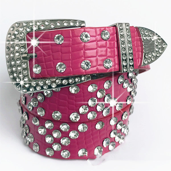 Fashion Women's Belt Rhinestone Decoration Wide Jeans Versatile Fashionable