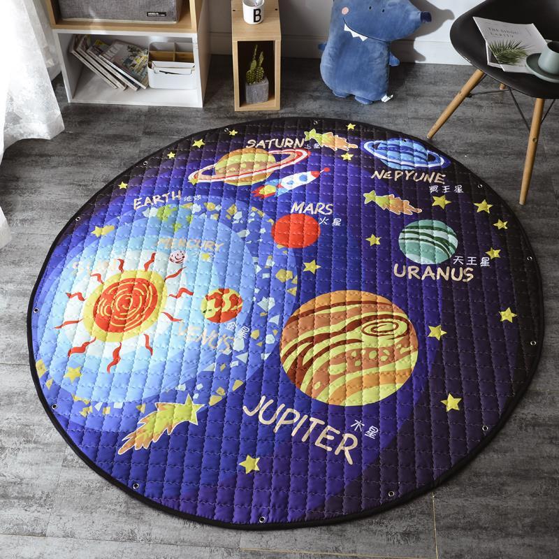 Round Fabric Baby Crawling Children's Play Mat, Toy Storage Blanket, Cotton Crawling Mat