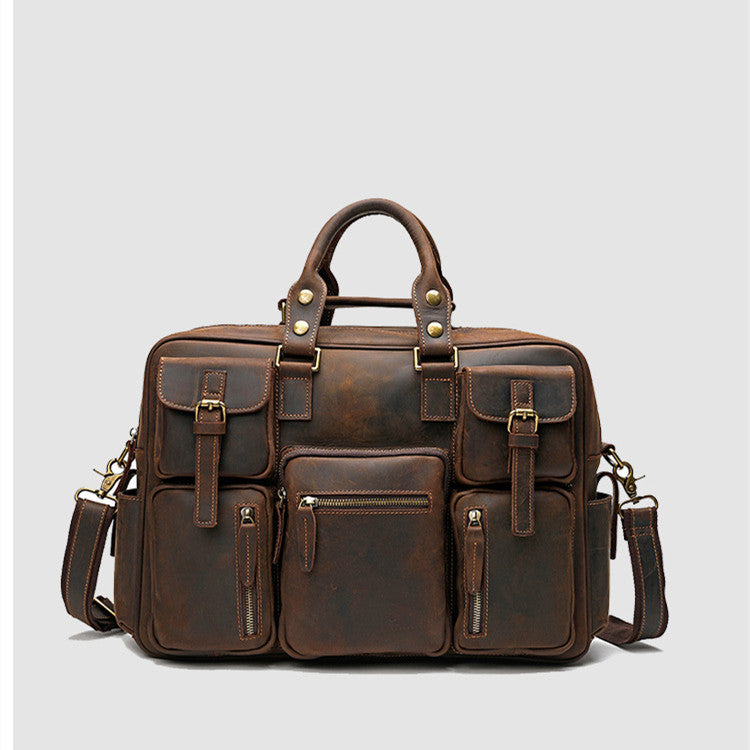 Sac bandoulière en cuir grande capacité pour homme