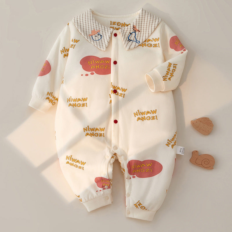 Quilted Baby Jumpsuit Long Sleeve Romper Going Out Clothes For Babies