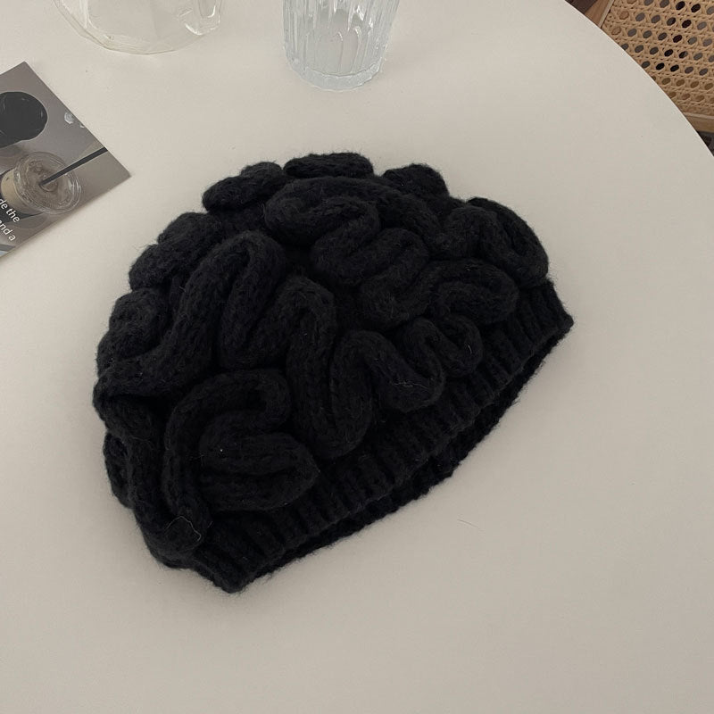 Men's And Women's Same Brain Flower Knitted Hat