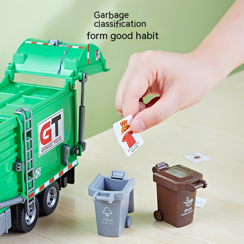 Jiadu Large Alloy City Sanitation Vehicle Model Garbage Cleaning Transport Truck Simulation Metal Engineering Vehicle Boxed