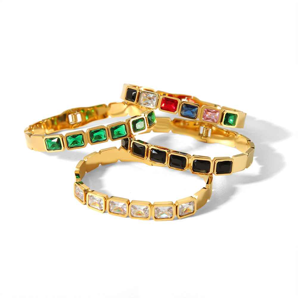 Bracelet tendance personnalisé en or 18 carats incrusté de zircons