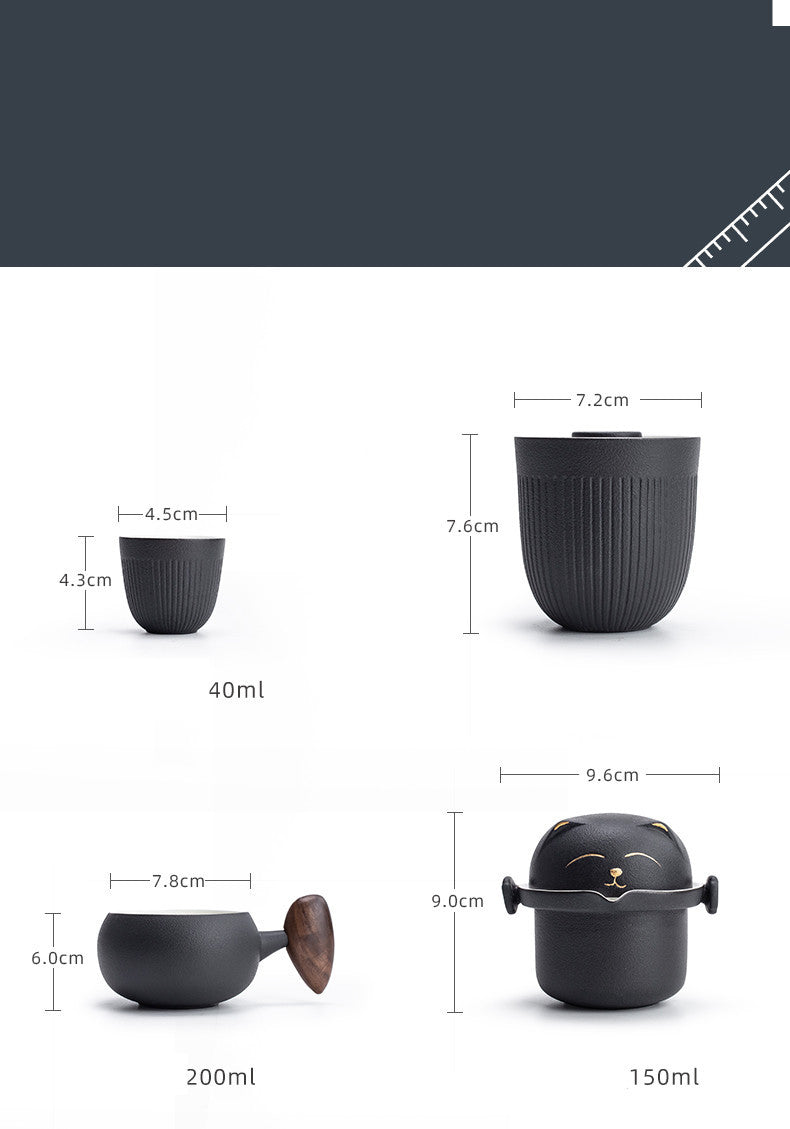 Service à Thé de Voyage Portable Sac Céramique Théière d'Extérieur