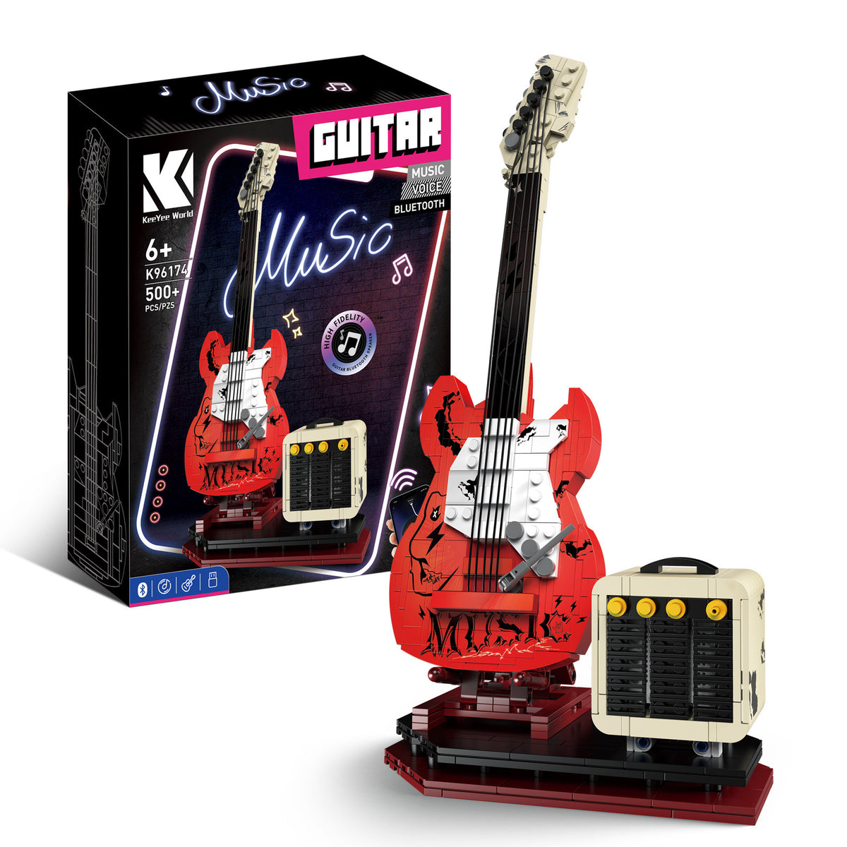 Rock Electric Guitar Music Assembling Building Blocks Creative Toys