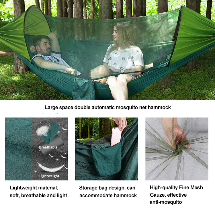 Hamac moustiquaire automatique à ouverture rapide, double, pour le camping en extérieur