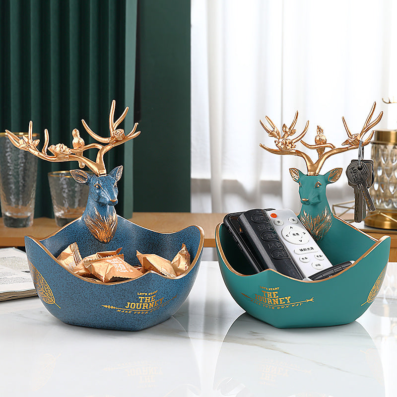 The cute little deer receives the decorations