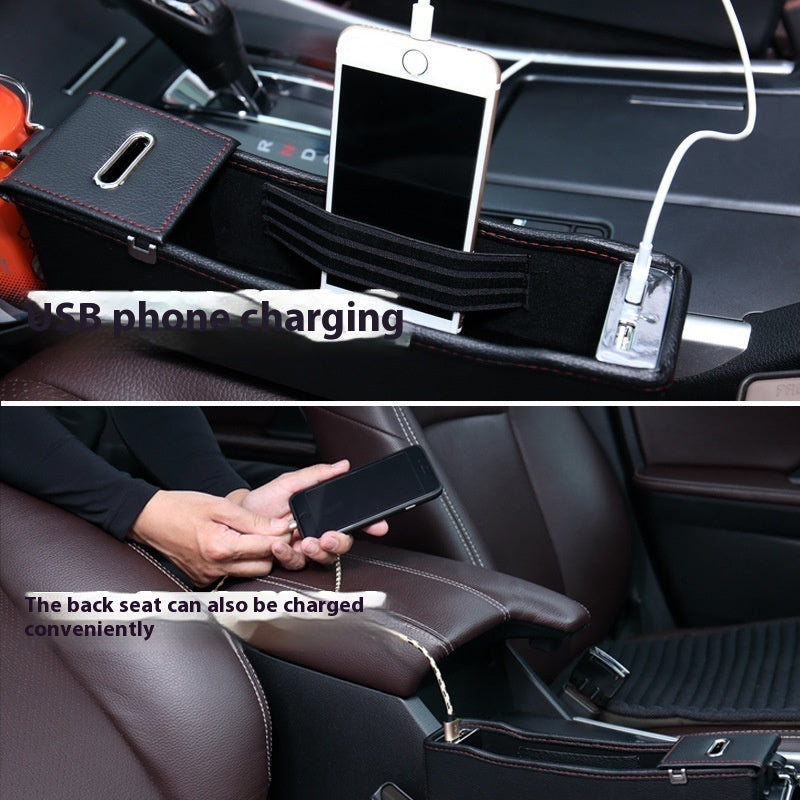 Boîte de rangement de siège de voiture avec interface USB