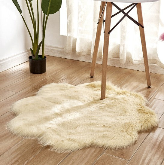 Tapis en Laine Artificielle, Forme Florale, en Peau de Mouton, Poilu, Faux Tapis, Coussin de Siège en Fourrure, Chaud, Tapetes, Tapis de Sol, Tapis Doux