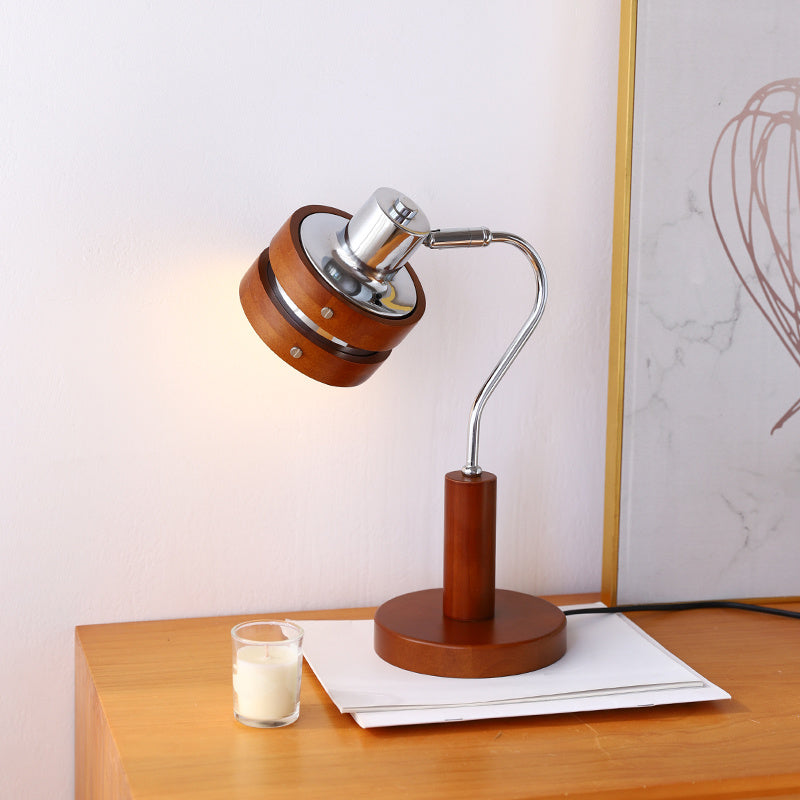 Lampe de table rétro couleur noyer français mi-antique ambiance haut de gamme pour salon