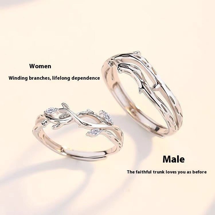 S999 Sterling Silver Couple's Couple Rings Light Luxury High-end Sense