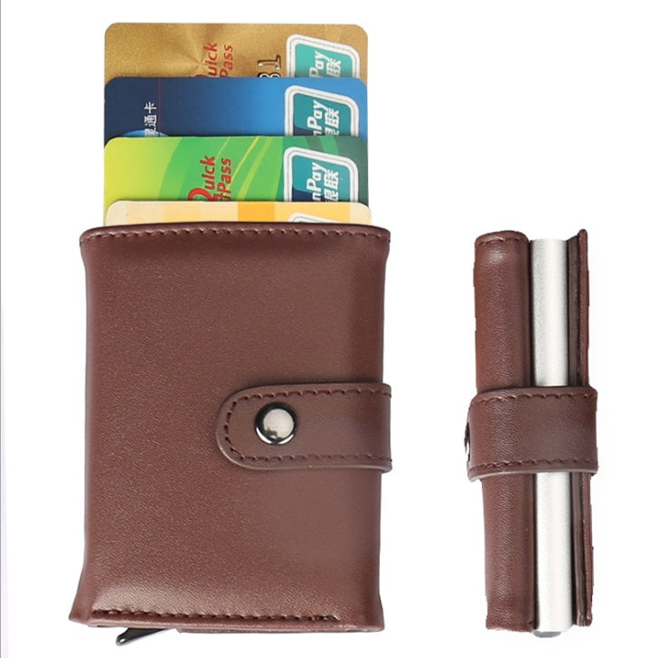 Porte-cartes anti-magnétique en aluminium, porte-brosses antivol, étui à cartes multi-cartes en alliage d'aluminium, porte-monnaie en cuir.