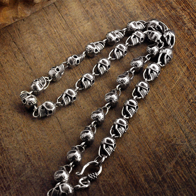 Thai Silver Retro Hip Hop Skull Street Cool Necklace