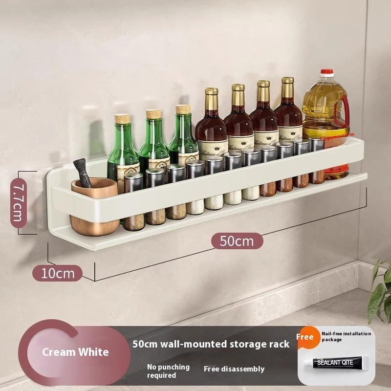 Milk White Kitchen Rack Seasoning Rack Punch-free Wall Hanging