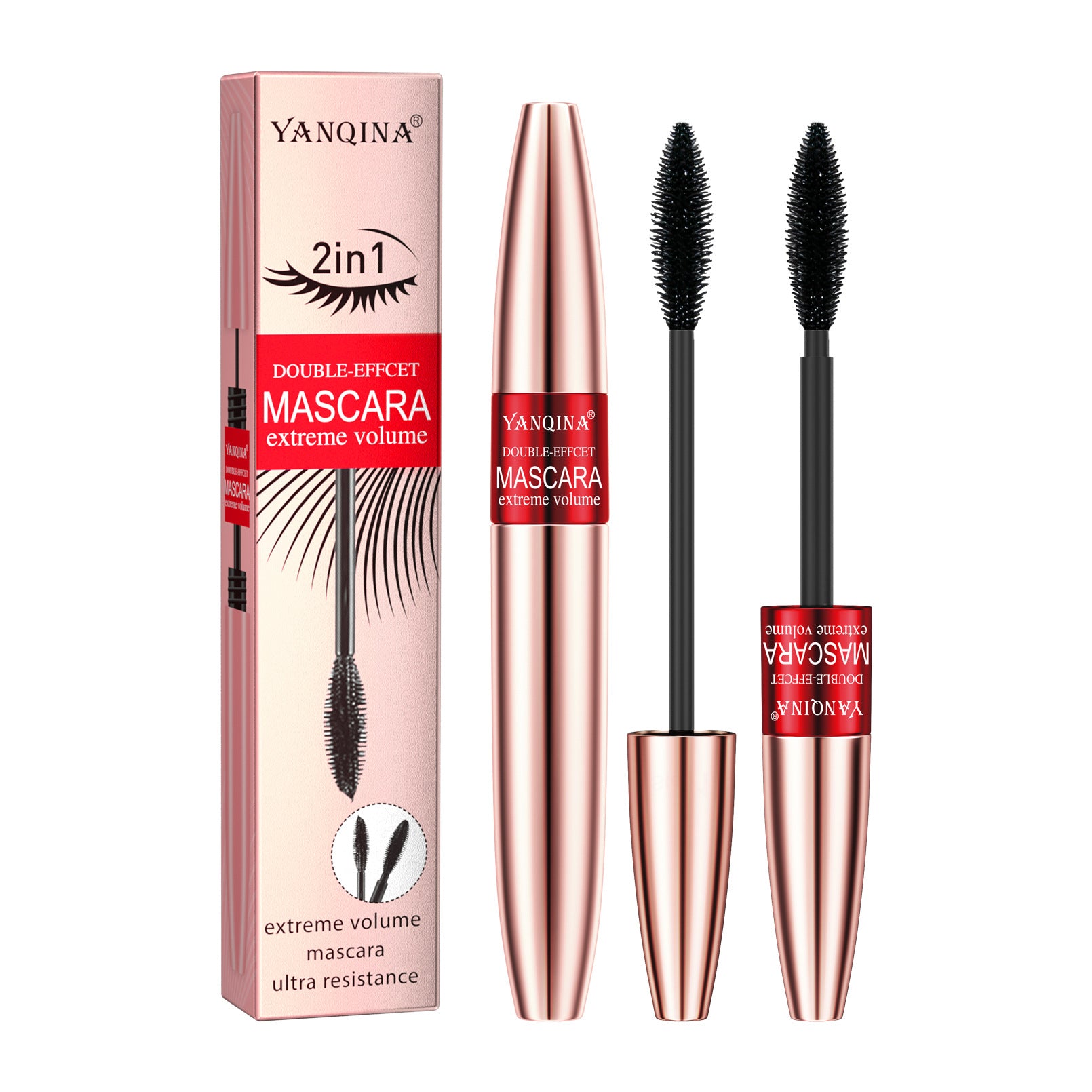 Maquillage Visage Mascara double tête 2-en-1 longue durée anti-bavure