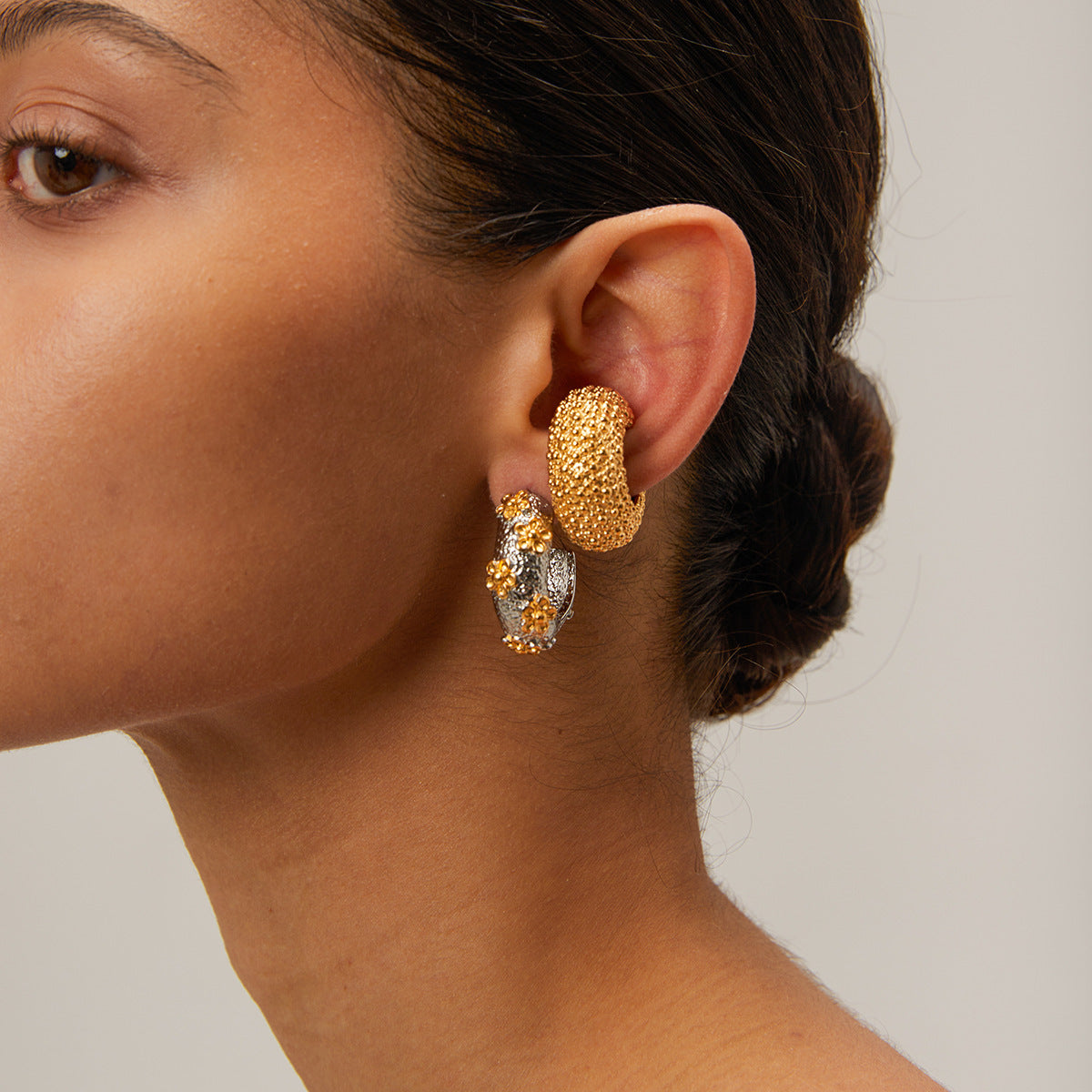Contrast Color Flower Stud Earrings Ornament Women