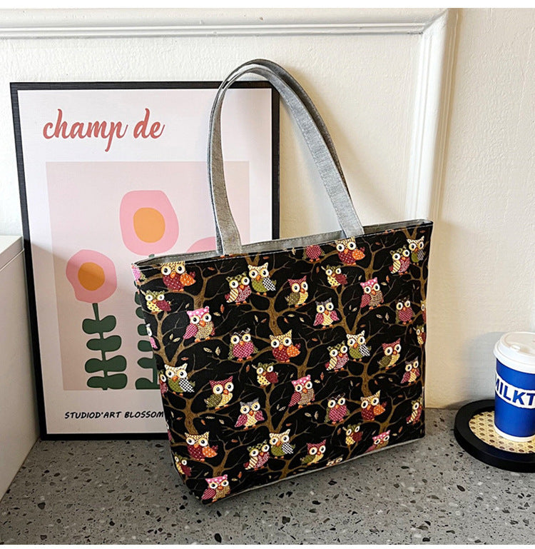 Canvas Large Capacity Ladies Print Tote Bag