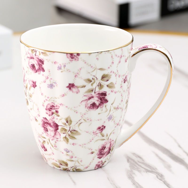 Ceramic Flower Tea Cup Coffee Suit Household Watchband Spoon