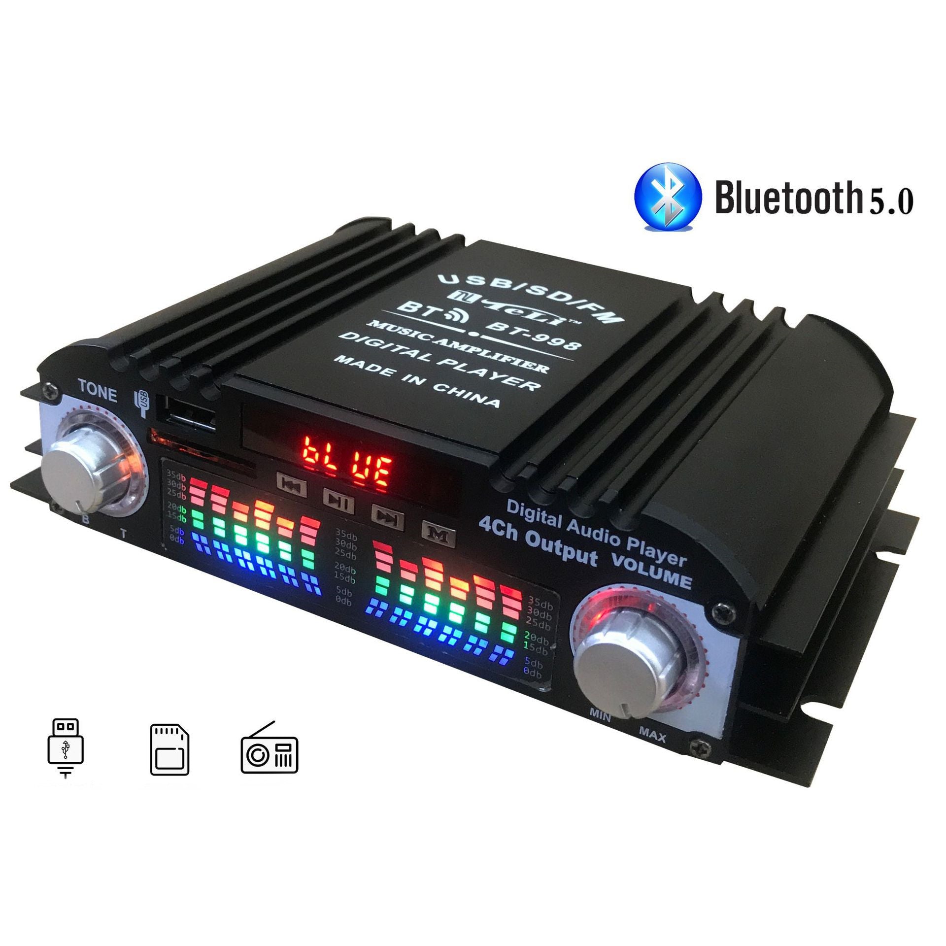 Bluetooth Small Amplifier Card Reader USB With FM Radio