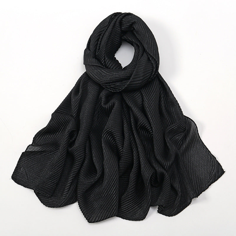 Pure Color Crumpled Polyester Soft Women's Casual Scarf