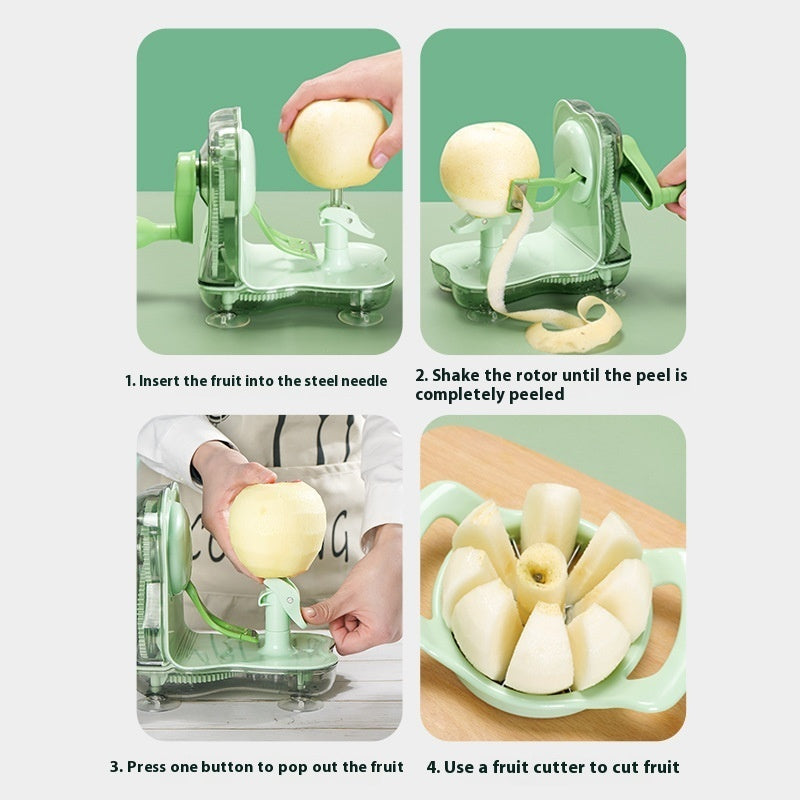 Éplucheur de fruits, découpeur de fruits deux-en-un à secouer à la main, gadgets de cuisine