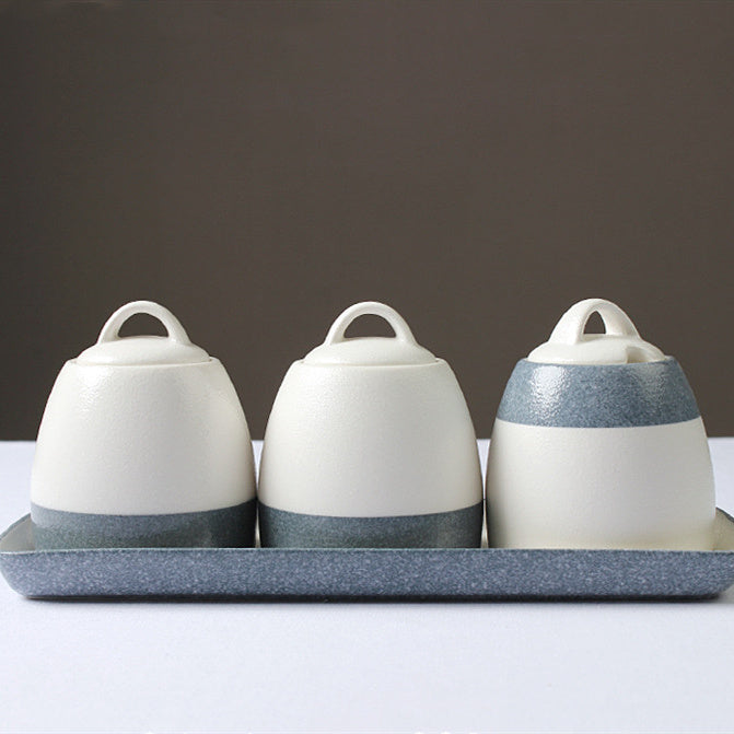 Ceramic Seasoning Pot Set Seasoning Bottle Countertop Chili Vinegar Soy Sauce Seasoning Pot