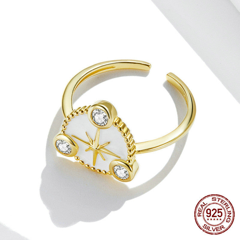 Personality Eight-pointed Star Ring Cold Wind Plated With Real Gold