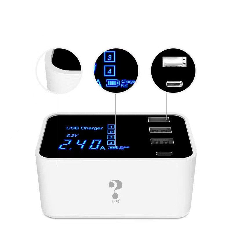 Question Mark Multi-port Charger, Multi-function 5V2.4A Mobile Phone Travel