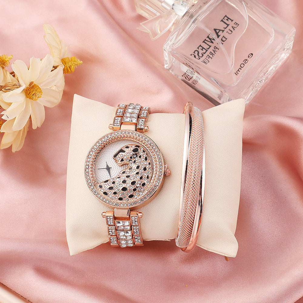 Watch Quartz Rhinestone Leopard Pattern Full Of Diamonds