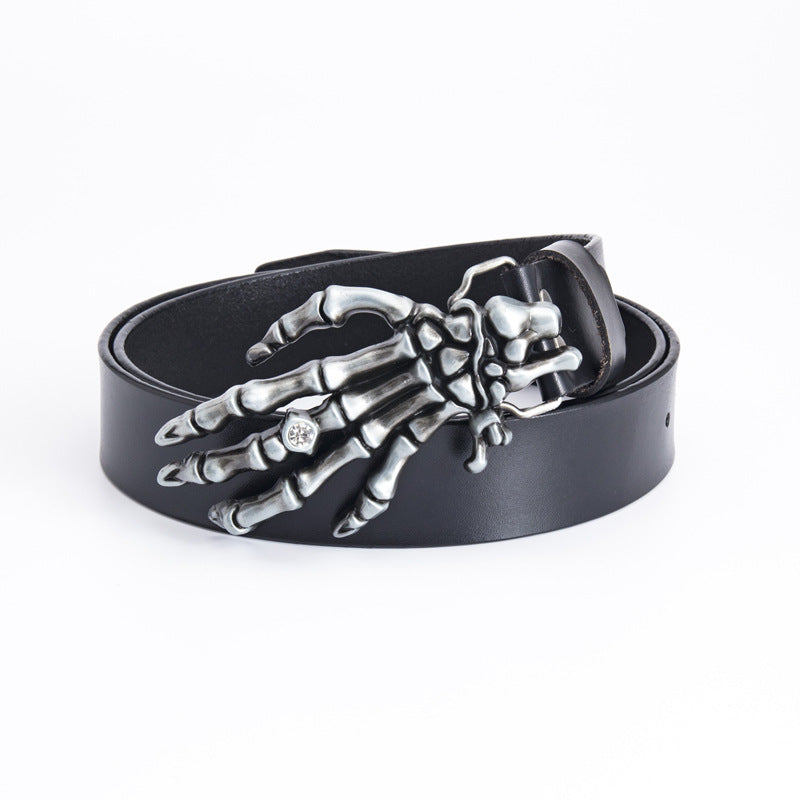 Ceinture en cuir pour homme Tête de mort Griffe Motard Outdoor