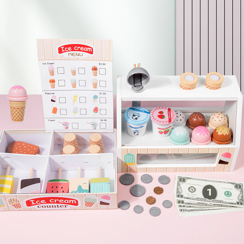 Children's Wooden Simulation Play House Ice Cream Toy