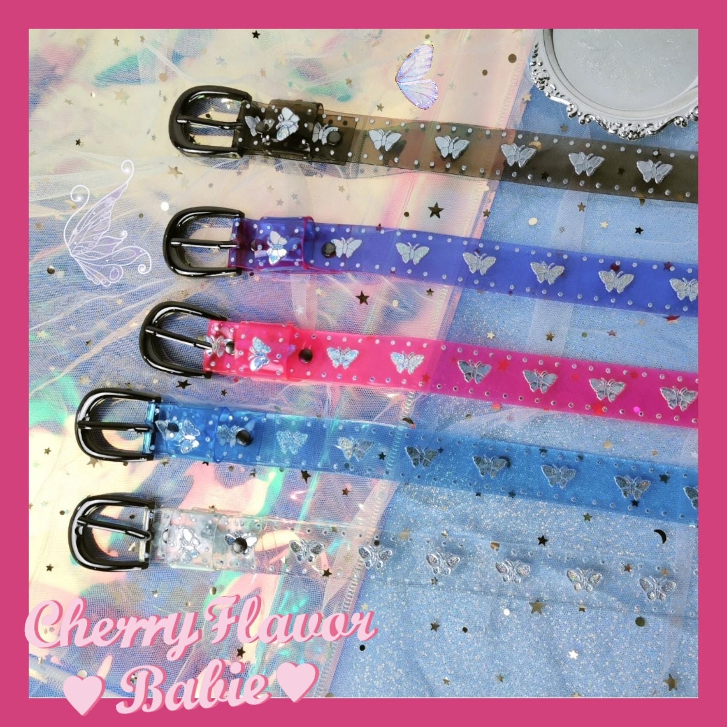 Ceinture décorative papillon fluorescente transparente rétro facile à assortir
