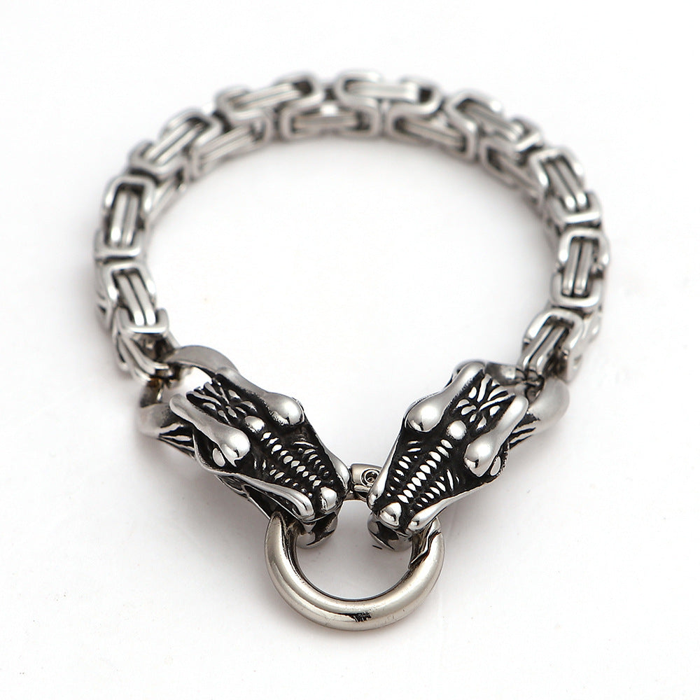 Bracelet Viking Nordique Mythique en Acier Inoxydable pour Homme