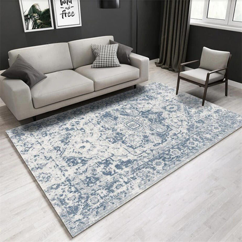 American Country European New Classical Retro Distressed Blue Living Room Bedroom Kitchen Bedside Carpet Floor Mat