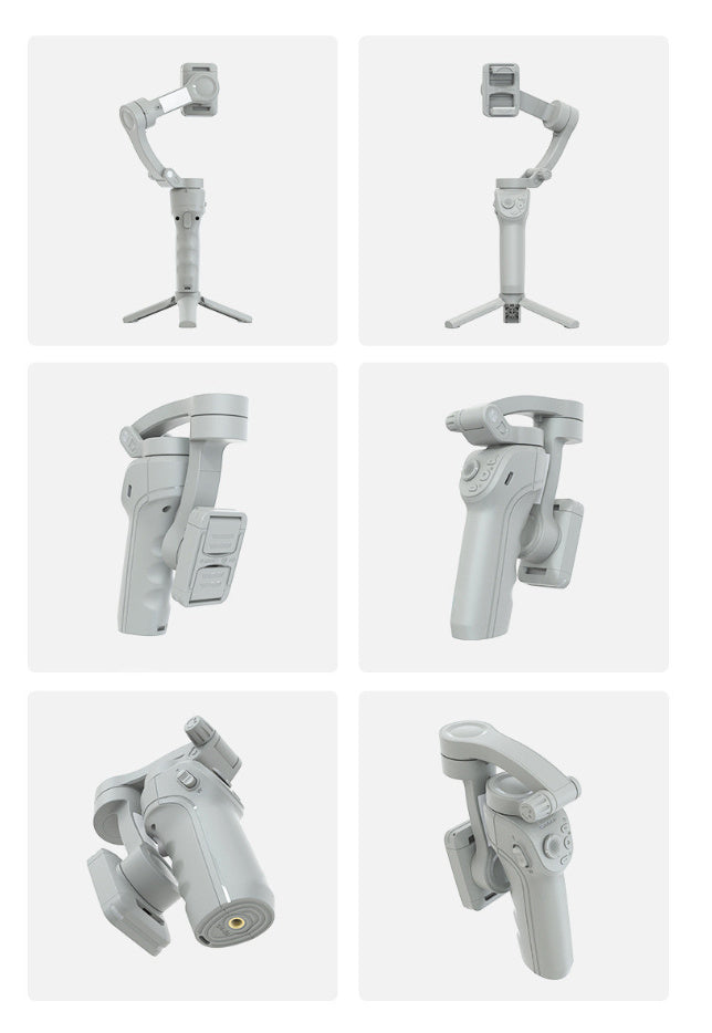 Tête de trépied portable Stabilisateur anti-secousse à trois axes Reconnaissance faciale intelligente par IA et sangle de caméra pour prise de vue vidéo courte Lumière d'appoint