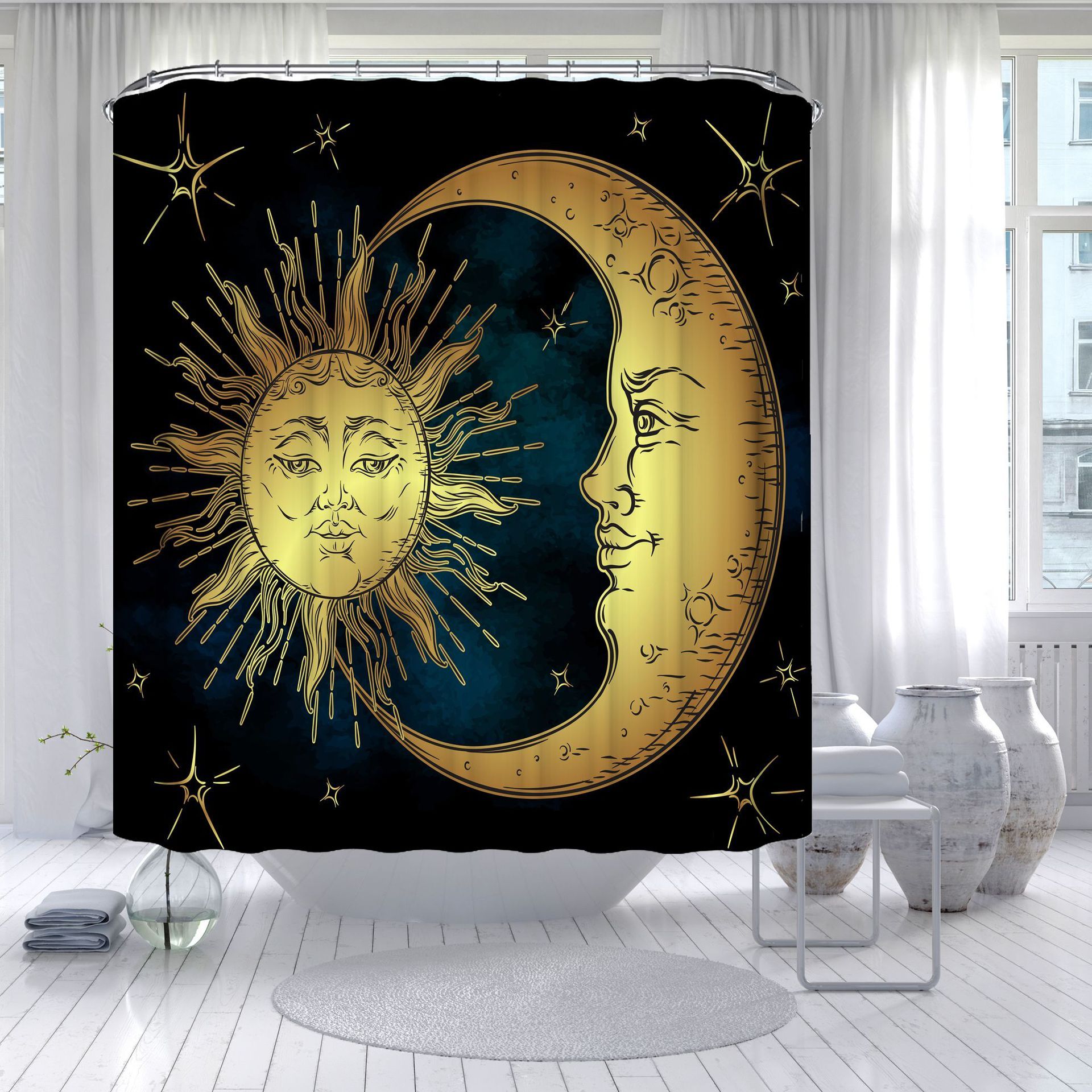 Shower Curtain Digital Printing Toilet Three-piece Set Four-piece Set