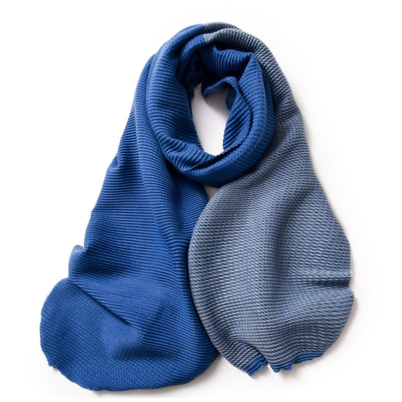 Écharpe dégradée de couleurs, Hiver, Double face, Plissée, Imitation cachemire, Populaire, Polyvalente et élégante, Pour femmes