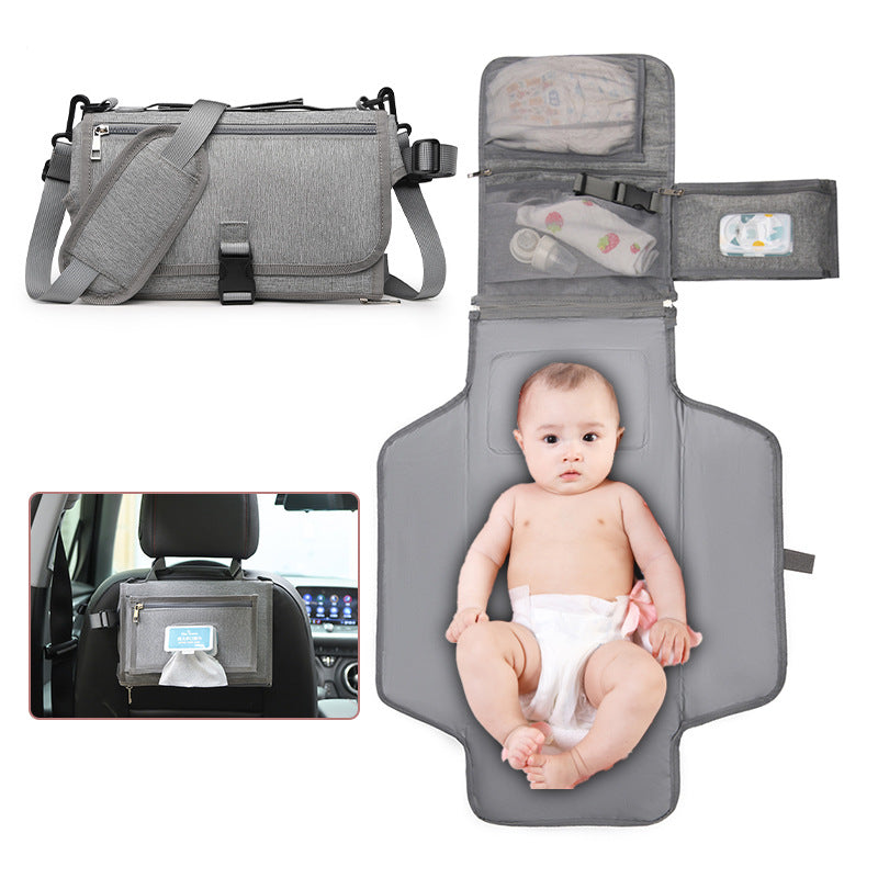 Tapis à langer portable pour bébé Sac à couches pliable multifonctionnel pour voyage en extérieur