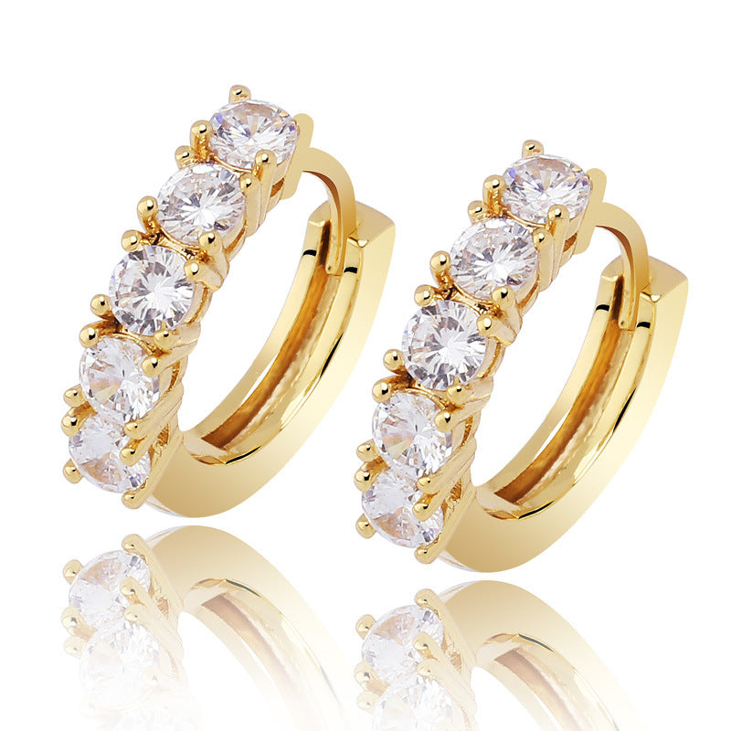 Single Row Zircon Hip Hop Men And Women Couple Hinge Ring Earrings