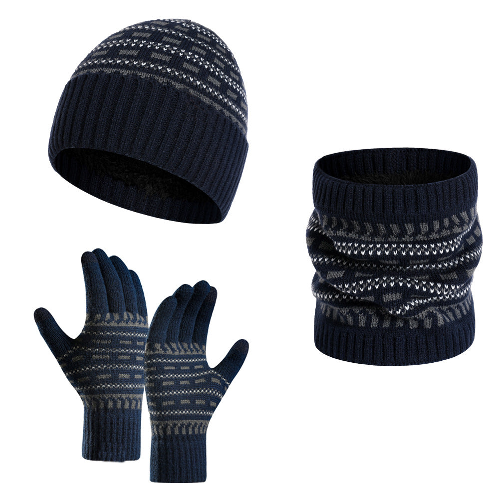 Men's Casual Warm Knitted Hat Set