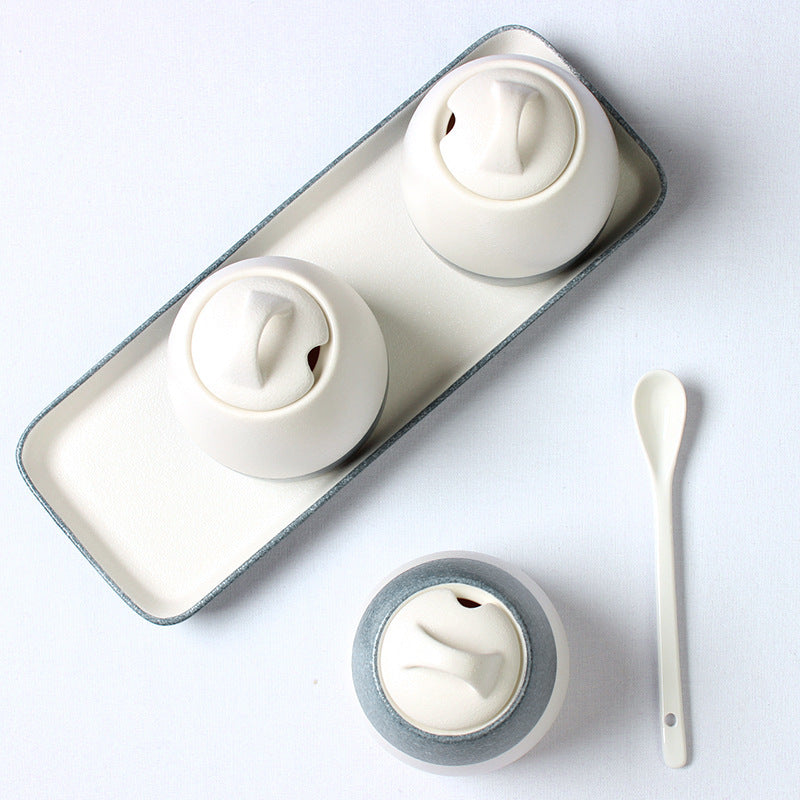 Ceramic Seasoning Pot Set Seasoning Bottle Countertop Chili Vinegar Soy Sauce Seasoning Pot