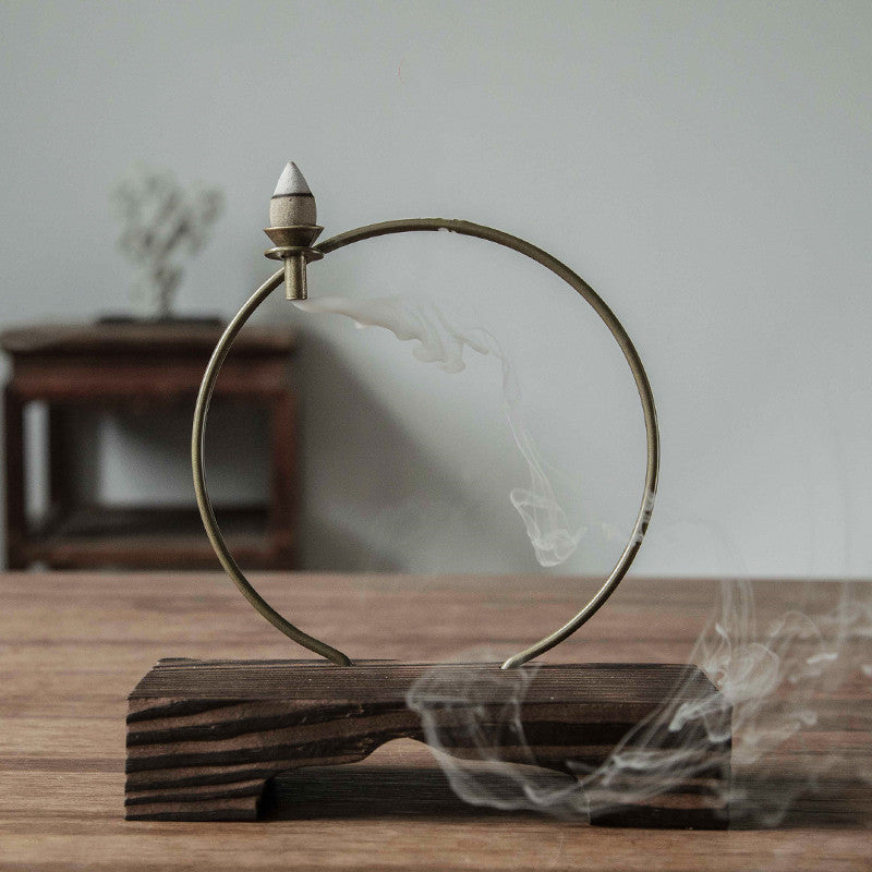 Solid Wood Metal Incense Burner To View Cigarettes And Household Decorations