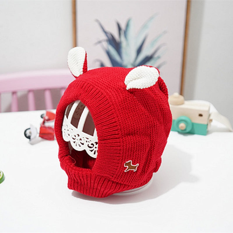 Chapeau pour animaux de compagnie en tricot simple avec oreilles de lapin