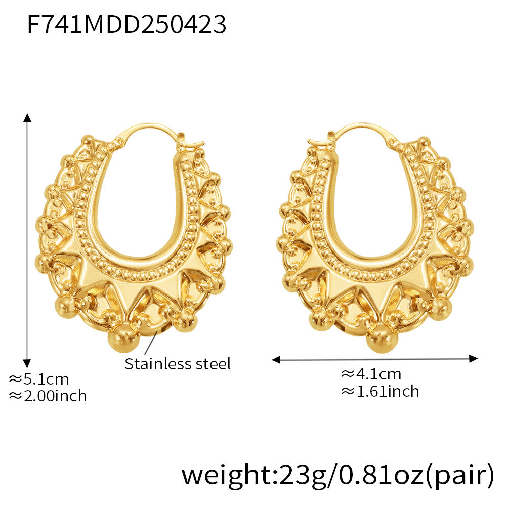 Boucles d'oreilles personnalisées en acier inoxydable à texture d'engrenage pour filles