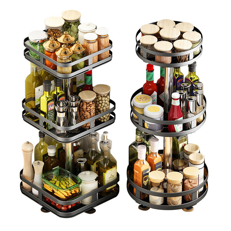 Étagère de rangement circulaire multifonctionnelle et support à épices rotatif pour la cuisine