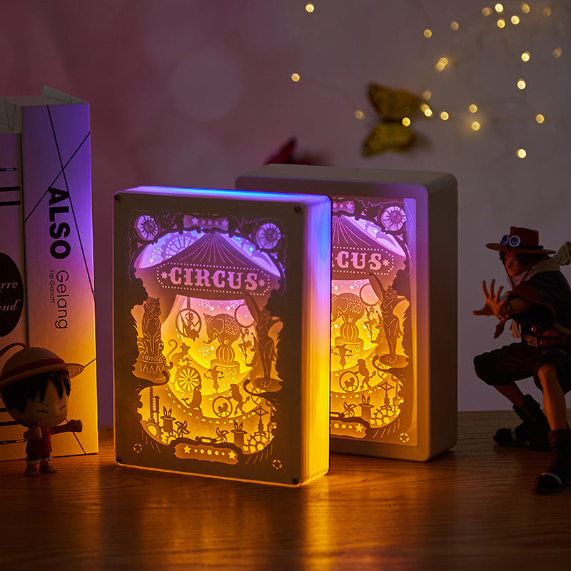 Circus 3D Stereo Light And Shadow Paper Carved Lamp
