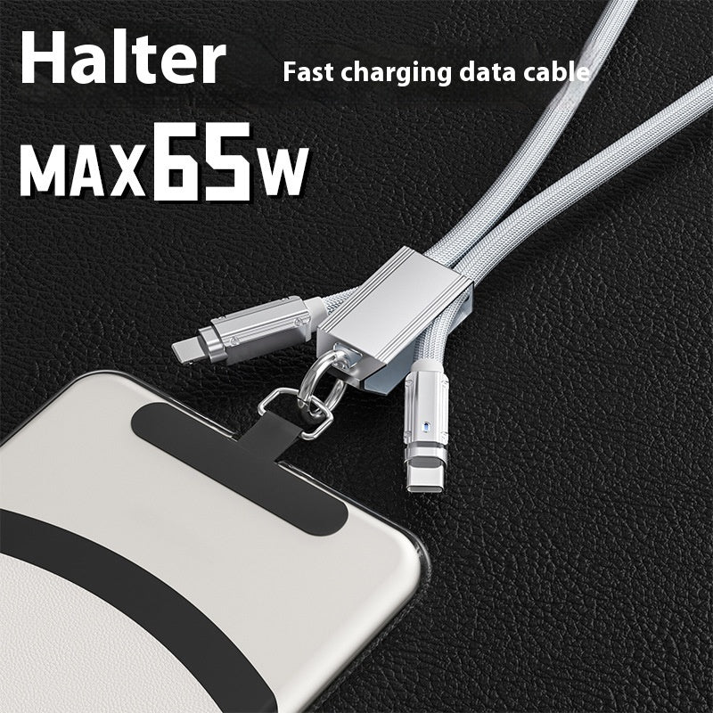 Câble de charge rapide tressé pour téléphone portable Lanyard PD65W