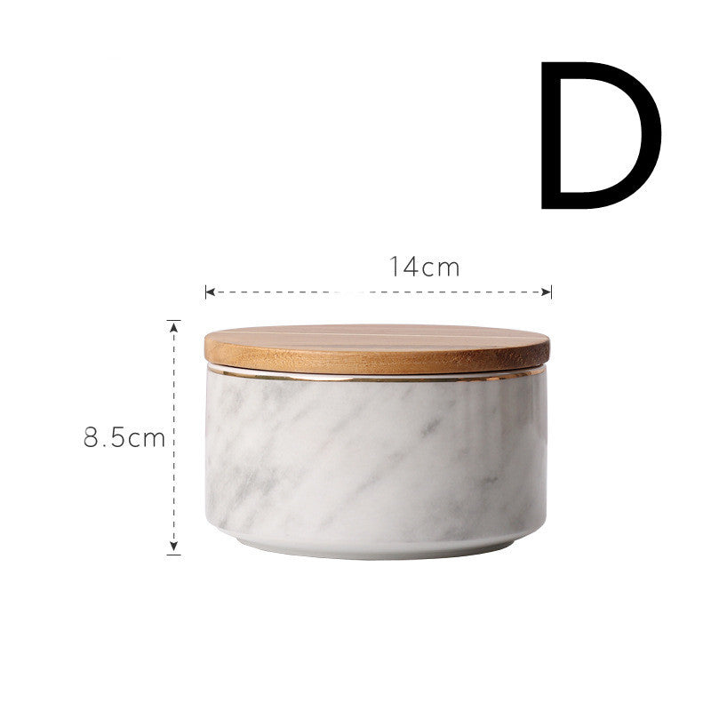 Marble Pattern Sealed Ceramic Storage Jar With Lid