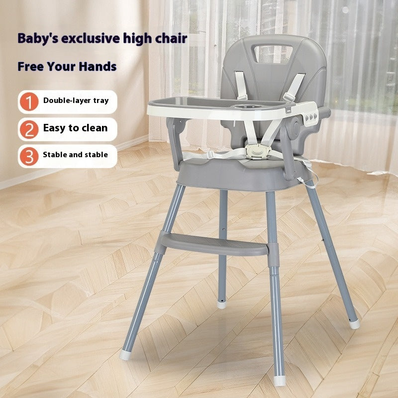 Children's Dining Chair Adjustable Folding Double Plate Feeding Chair Baby Dining Chair Baby's Chair