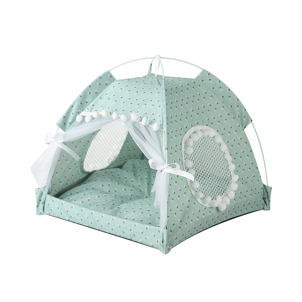 Cat Nest Kennel Summer Semi-closed House Mat Foldable Outdoor Pet Tent